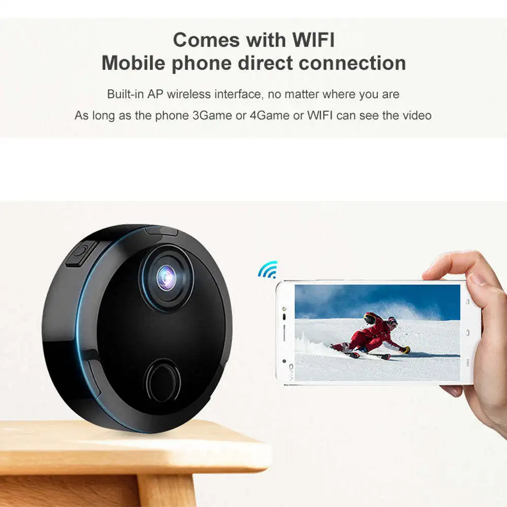 Mini caméra de surveillance infrarouge 940 nm, compatible H.264 et sans fil, pour la sécurité domestique via Wi-Fi.
