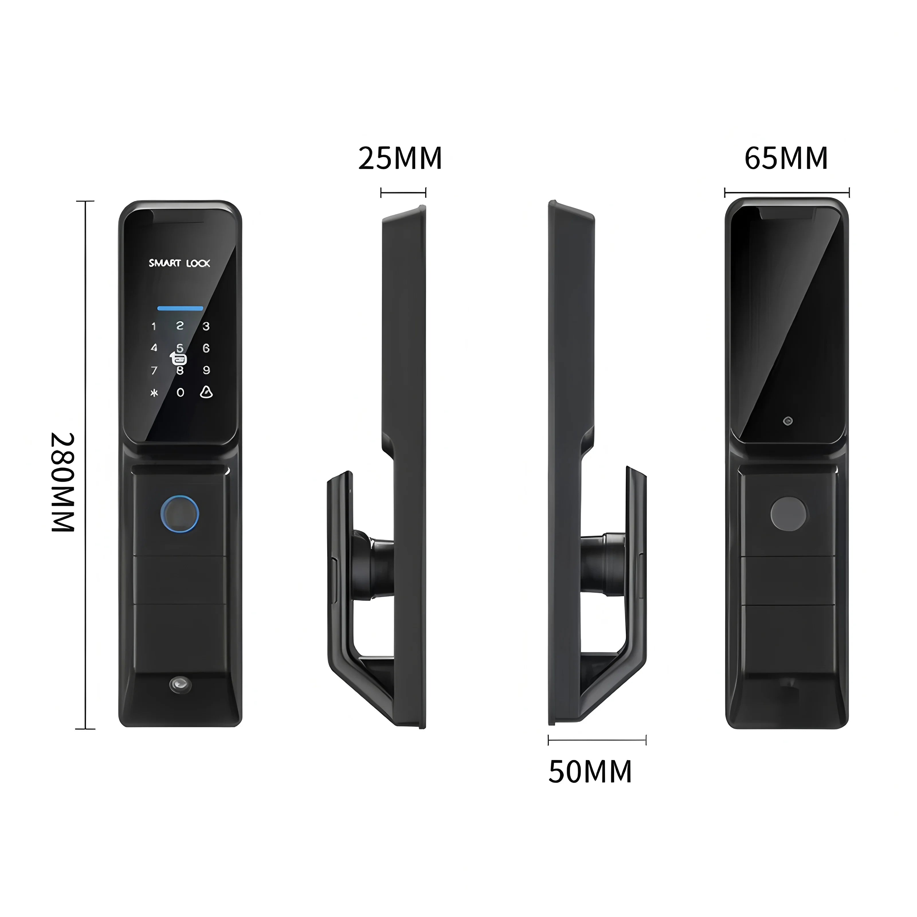 Serrure de porte intelligente numérique automatique TUYA avec clé Wi-Fi, empreinte digitale et mot de passe, et sonnette intégrée