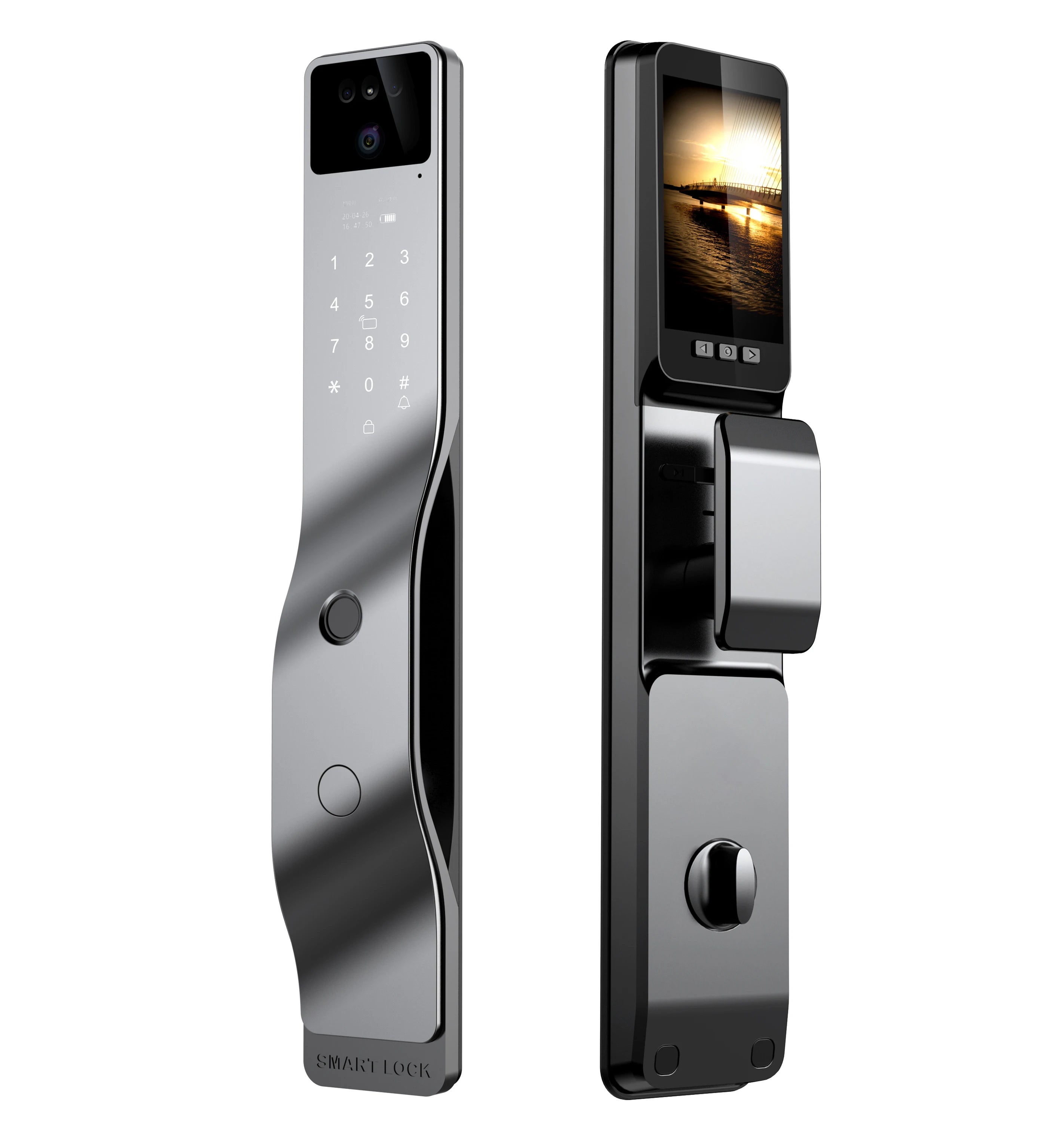 Serrure connectée Tuya avec reconnaissance faciale 3D et lecteur d'empreintes numériques automatique, compatible avec les portes en bois et aluminium, et dotée d'une sonnette et d'un réseau Wi-Fi.