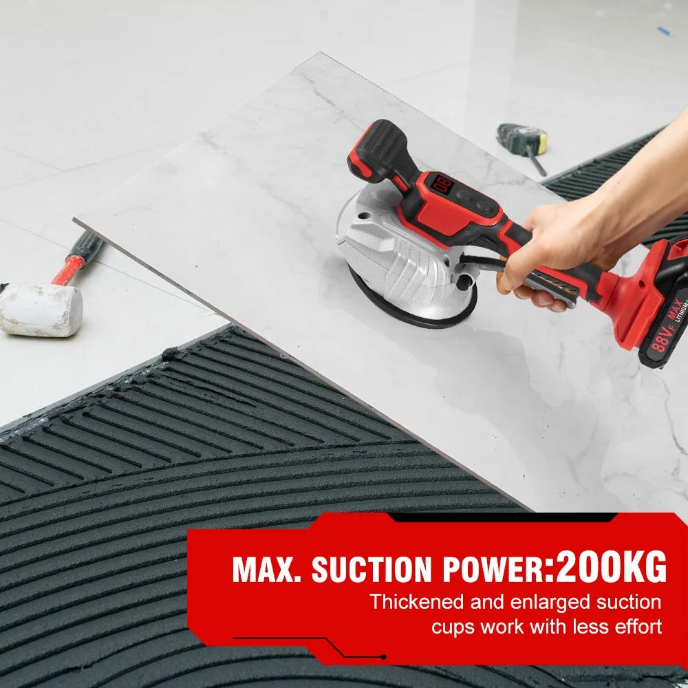 Machine à poser carrelage ONEVAN sans fil 20 V, ventouse 200 kg, 8 vitesses, dalles jusqu'à 150 cm