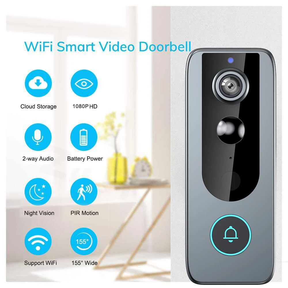 Nouvelle sonnette vidéo Tuya avec détection de mouvement, sans fil, Wi-Fi, Full HD 1080p et batterie intégrée de 4000 mAh.