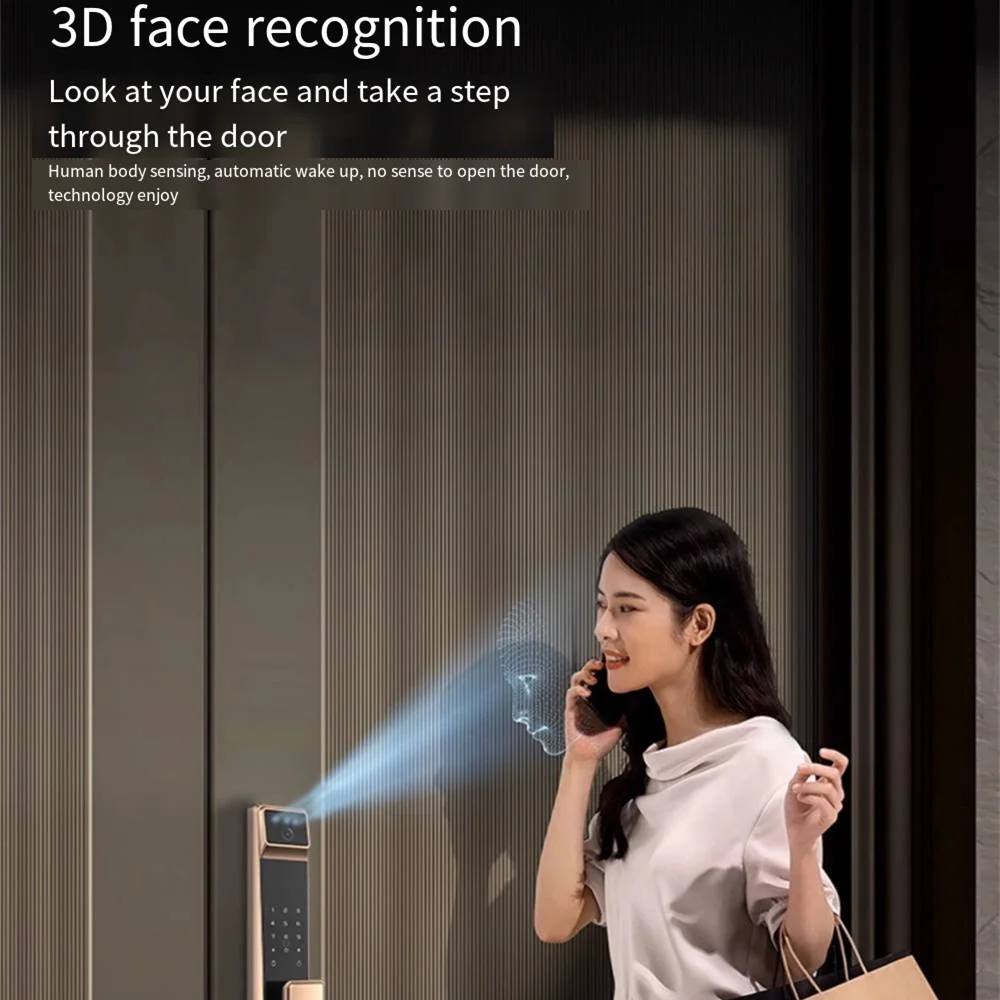 Sonnette de porte intelligente P30max-F avec caméra, reconnaissance faciale 3D par empreinte numérique et caméra, compatible avec l'application Samsung SmartThings. Serrure électronique numérique intelligente.