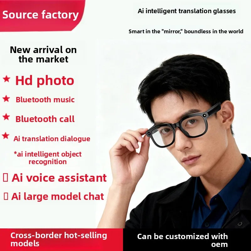 Lunettes IA Traduction – Caméra 1080P, Appel BT & Reconnaissance Vocale | IPX5