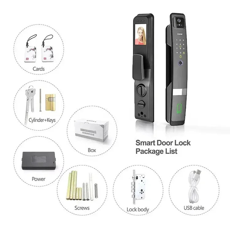 Serrure de porte automatique Easloc Cerradura WiFi Tuya avec empreinte numérique, caméra 3D et sonnette