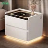 Table de Nuit Luxe Wayon – Charge Sans Fil, Enceinte BT, 2 Tiroirs & Verrou Empreinte