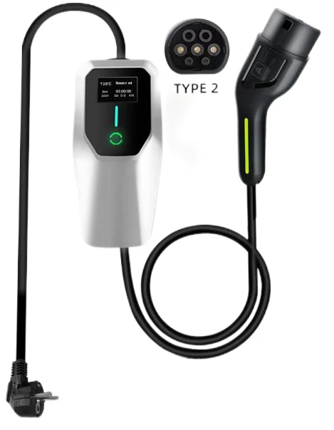 Chargeur mural portable Junsun pour véhicules électriques de type 2, 3,5 kW, avec contrôleur de charge, 16 A et prise CEE de 4 m.