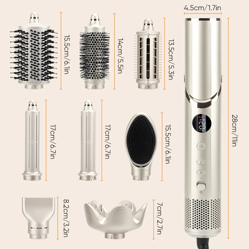 Brosse à air chaud professionnelle électrique pour le coiffage, fer à friser automatique, styler 6 en 1, sèche-cheveux pour salon de coiffure