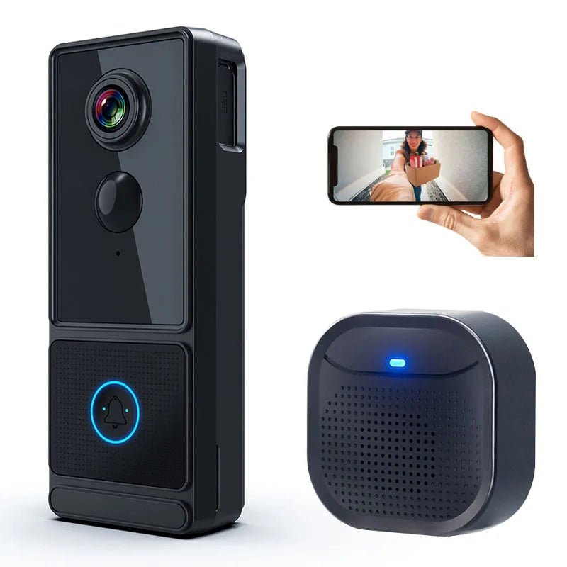 Sonnette vidéo sans fil intelligente IP65 1080p alimentée par batterie avec application Cloudedge, système d'interphone WiFi et moniteur