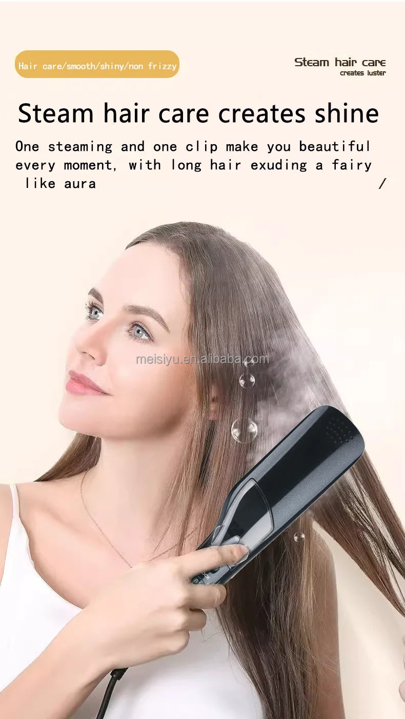 Brosse lissante professionnelle à air chaud, peigne lissant à température réglable, fer à lisser vapeur en céramique