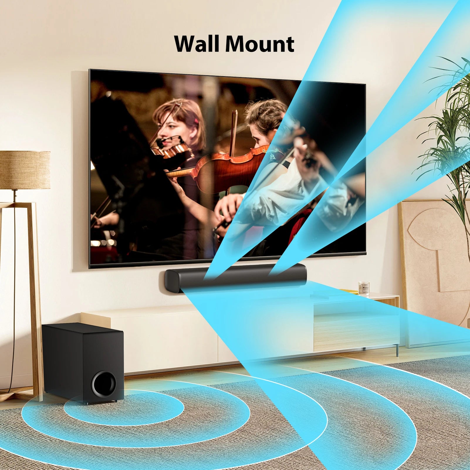 Barre de son TV 110W KY-MINIE – Caisson de Basses, ARC/Optique/AUX/BT & Télécommande