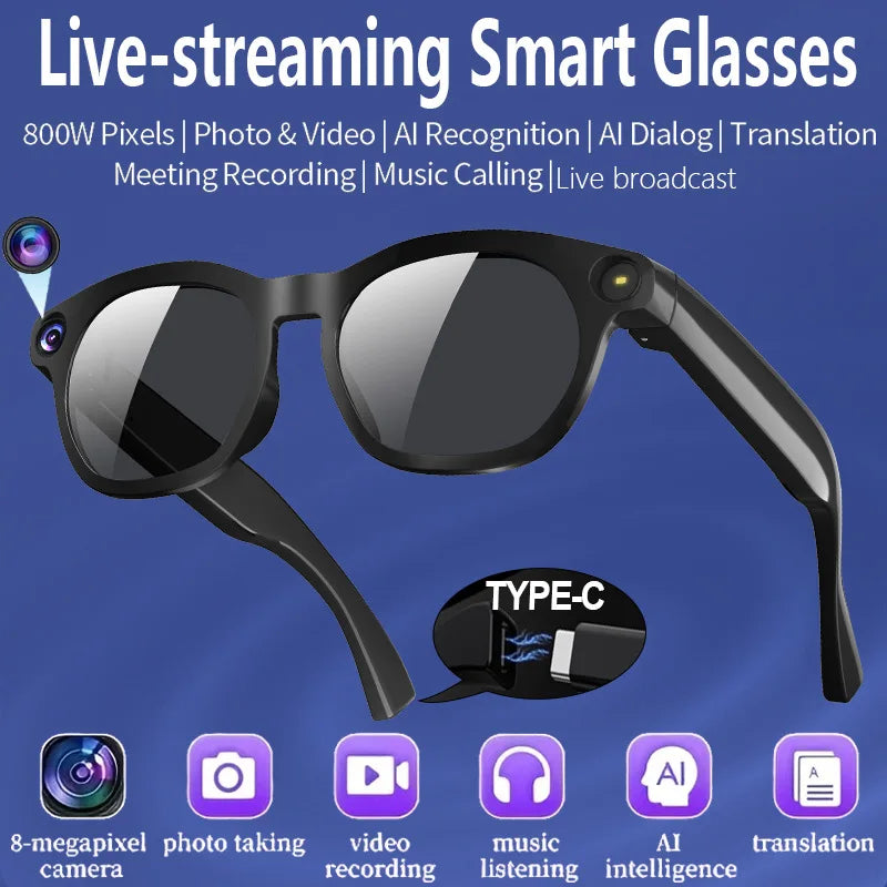 Lunettes IA CY03 2026 – Caméra 1080P, Traduction & Appel BT | IPX6