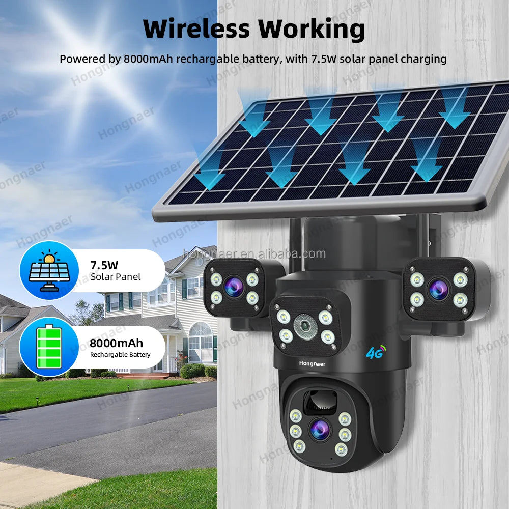 Caméra solaire PTZ 4G AOV Q1, 12 MP, IP65, audio bidirectionnel, Eseecloud, enregistrement 24/7