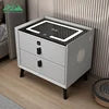 Table de Nuit Surélévée Wayon – Charge Sans Fil, Enceinte BT, 2 Tiroirs & Sécurité Empreinte