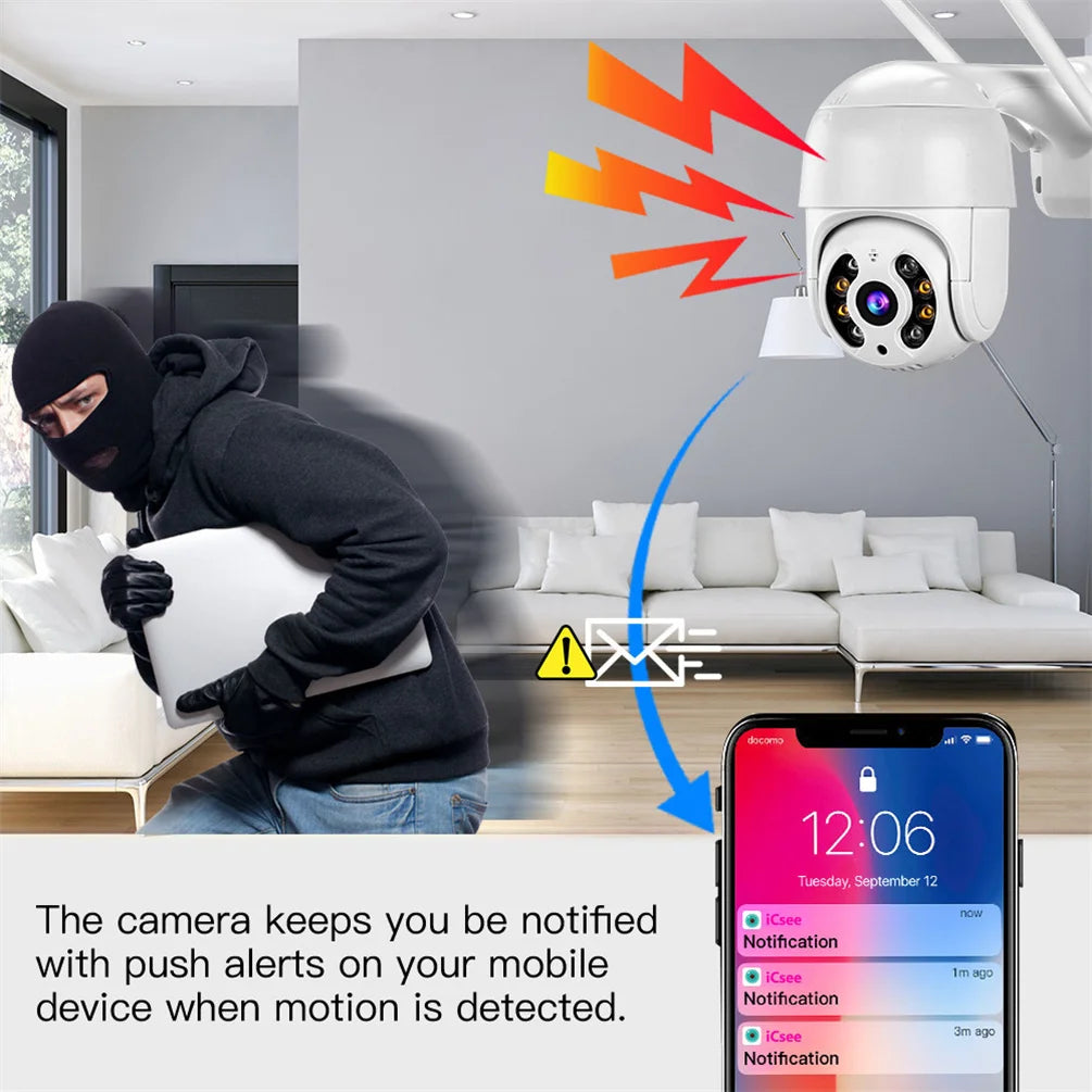 Caméra de Surveillance ICSEE A12 8 MP | PTZ Wi-Fi, Détection IA, Suivi Automatique et Étanchéité IP