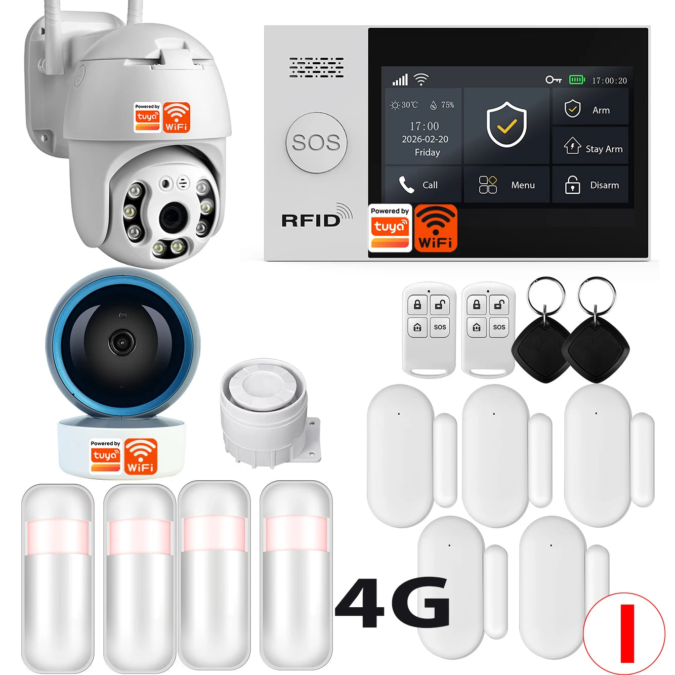 Système d'alarme de sécurité domestique intelligent Tuya TY-107 GSM avec alarme antivol portable 4G WiFi.