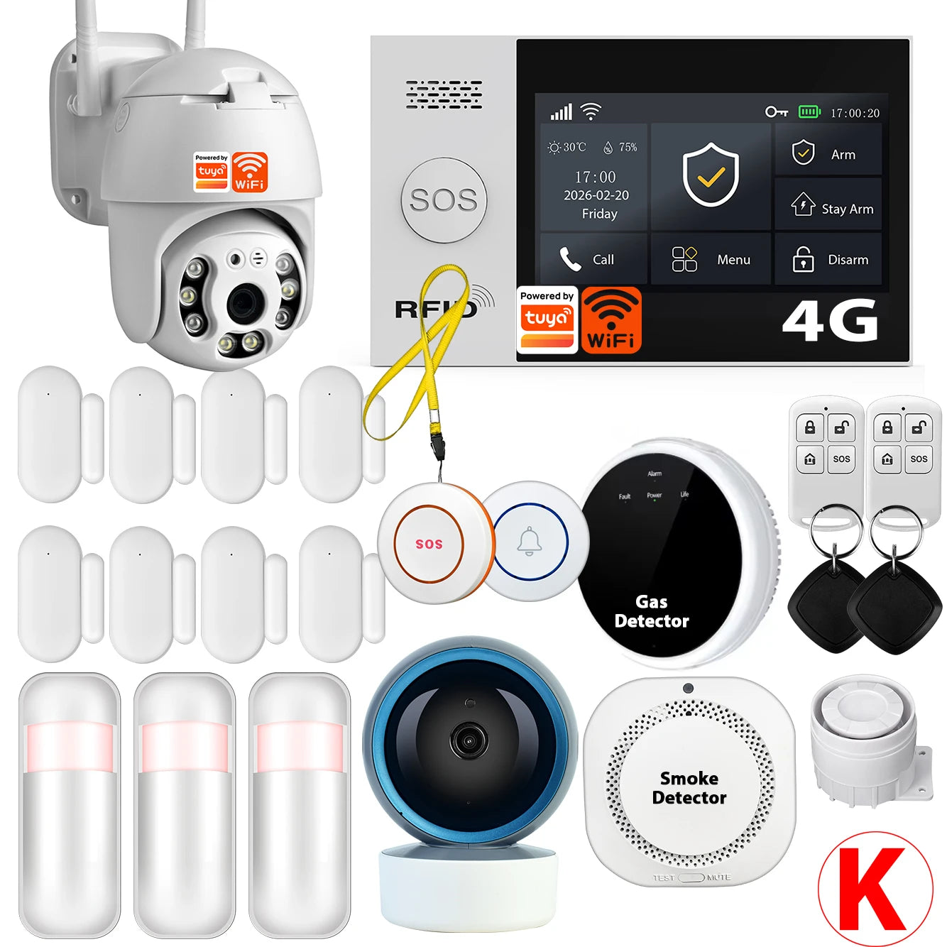Système d'alarme de sécurité domestique intelligent Tuya TY-107 GSM avec alarme antivol portable 4G WiFi.