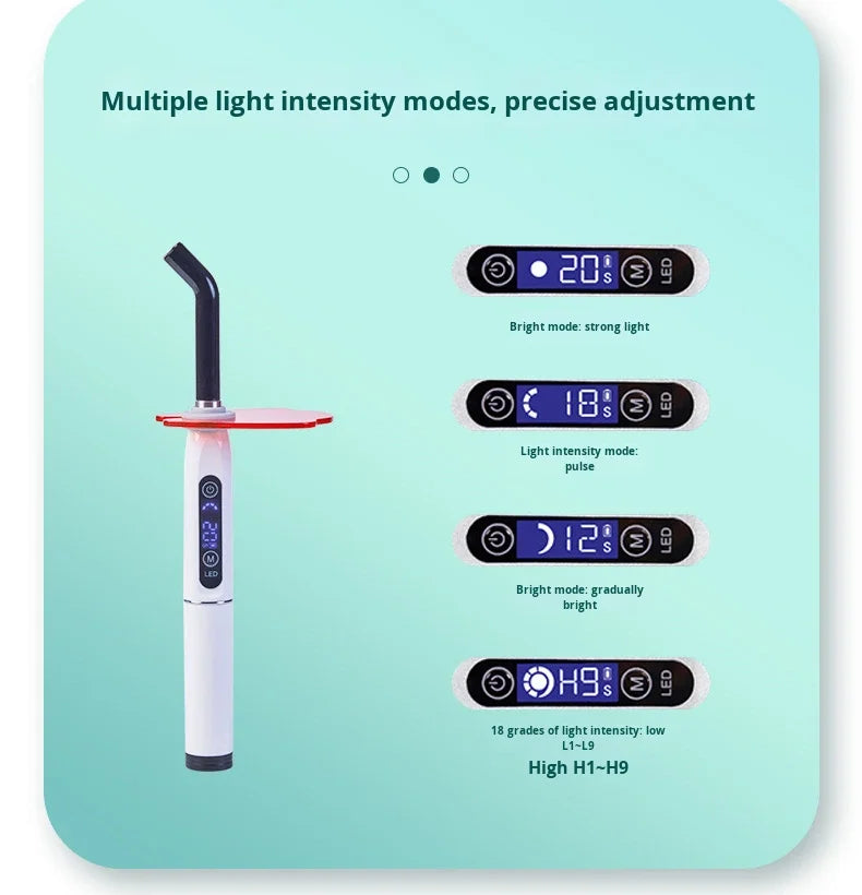 Lampe dentaire photosensible LED pour adultes, classe I, rechargeable, réglable, à brancher.