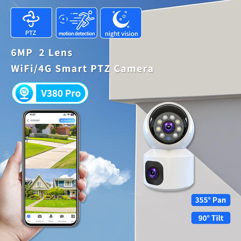 Caméra de Surveillance V380 WiFi | PTZ 360°, Microphone Intégré et Sécurité Intérieure pour Maison & Bébé