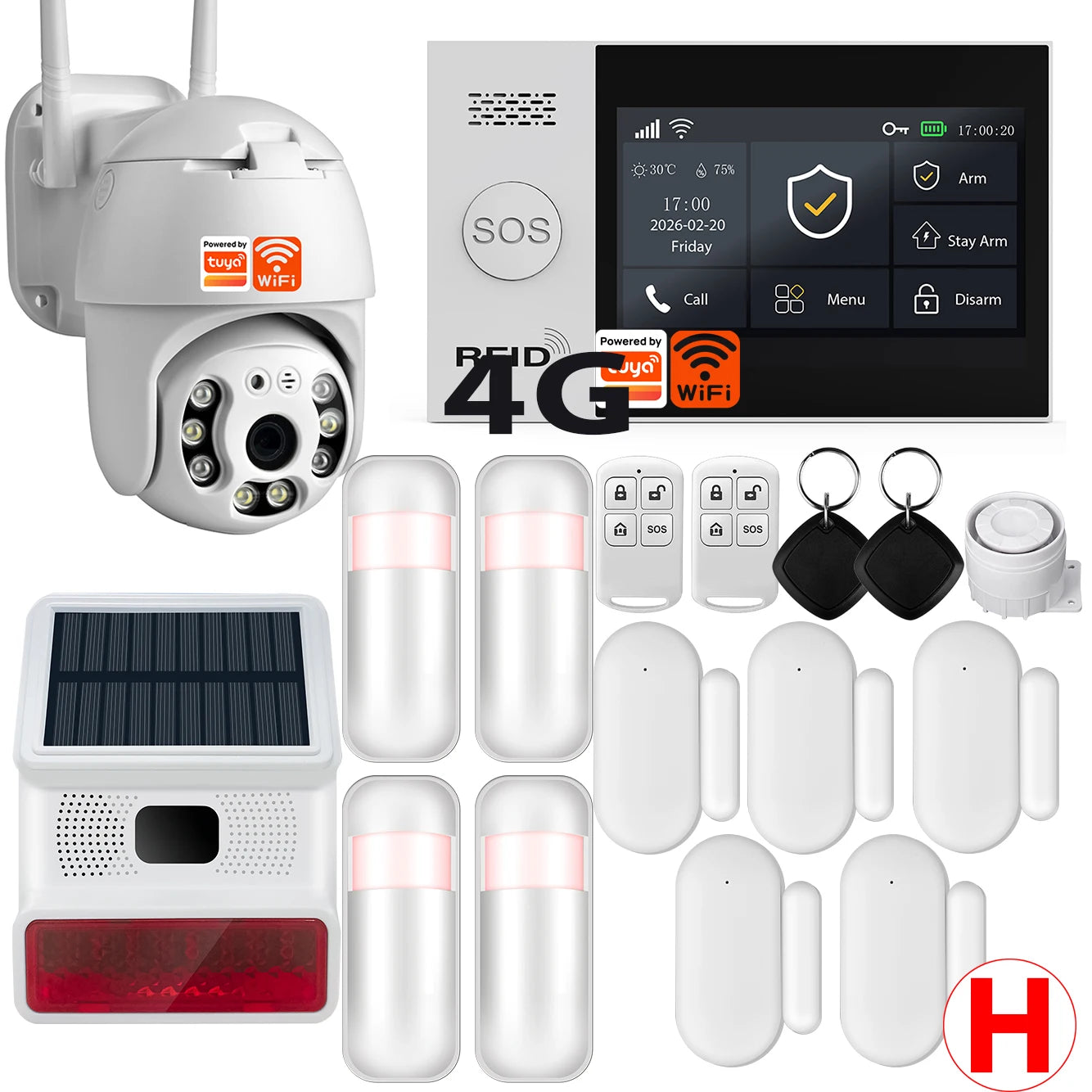 Système d'alarme de sécurité domestique intelligent Tuya TY-107 GSM avec alarme antivol portable 4G WiFi.