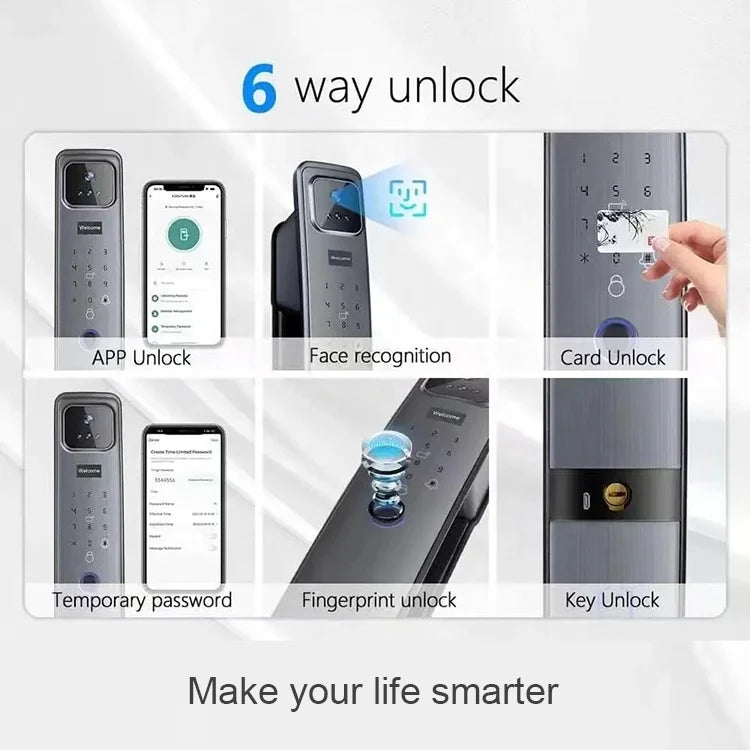 Serrure de porte automatique Easloc Cerradura WiFi Tuya avec empreinte numérique, caméra 3D et sonnette