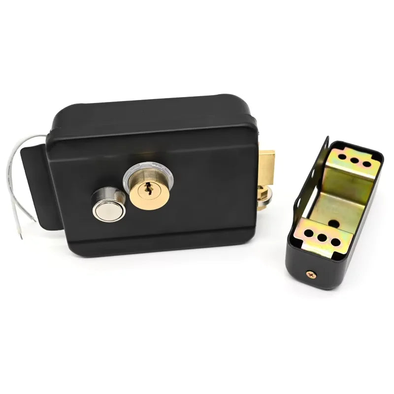Serrure de porte électrique à double cylindre haute sécurité, compatible avec les clés intelligentes pour la maison connectée (intérieur/extérieur), 12 V.