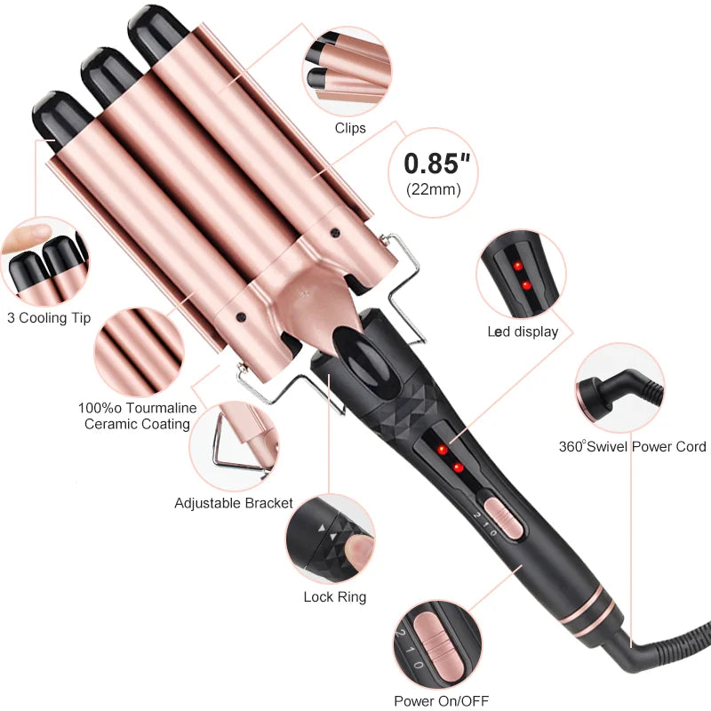 Fer à Boucler Électrique 25 mm | Revêtement Céramique, Température Réglable et Boucles Durables