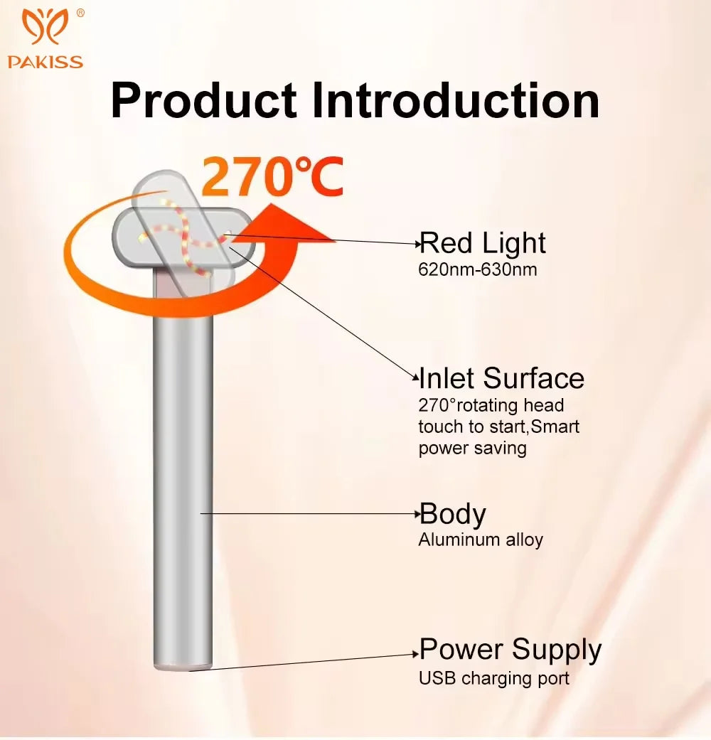 Appareil de beauté des yeux PAKISS, baguette de massage oculaire avec luminothérapie rouge pour le soin des yeux