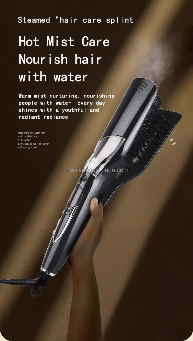 Brosse lissante professionnelle à air chaud, peigne lissant à température réglable, fer à lisser vapeur en céramique