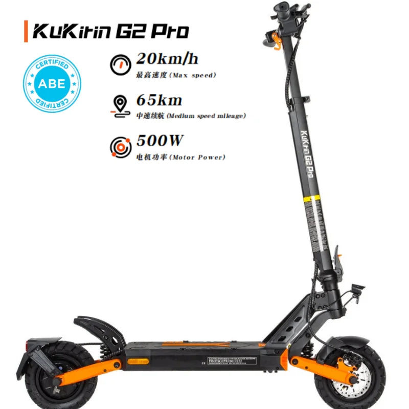 [Avec ABE] Trottinette électrique pliable Kukirin G2pro 2026 (modèle européen d'origine) - Batterie 48 V 15,6 Ah longue durée - Vitesse maximale 20 km/h