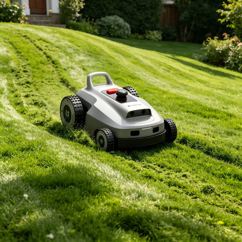Robot tondeuse LOPKIN L2500, largeur de coupe 24 cm, 4G Net-RTK, étanche IPX6, contrôle par application intelligente