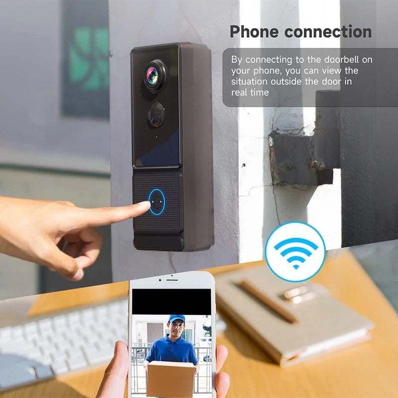 Sonnette vidéo sans fil intelligente IP65 1080p alimentée par batterie avec application Cloudedge, système d'interphone WiFi et moniteur