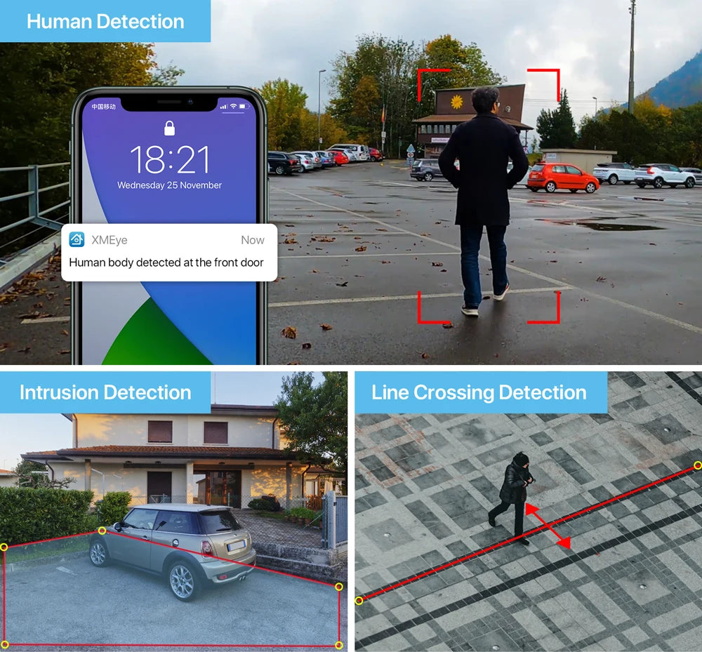 Système de vidéosurveillance réseau étanche avec détection de visage IA 8MP, caméra de sécurité IP PoE avec détection humaine
