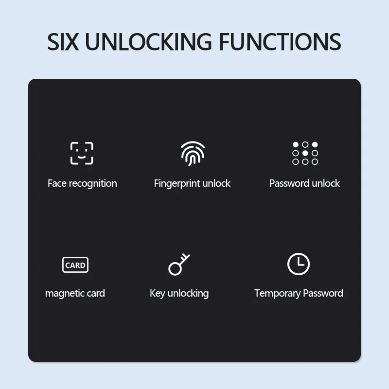 Serrure de porte d'entrée intelligente Tuya avec reconnaissance faciale et empreinte numérique, stockage cloud et sonnette intégrée pour aluminium, bois, verre et acier