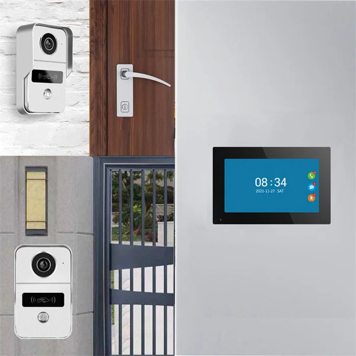 Sonnette vidéo filaire 1080p 7 pouces avec moniteur intérieur et interphone Wi-Fi intégré