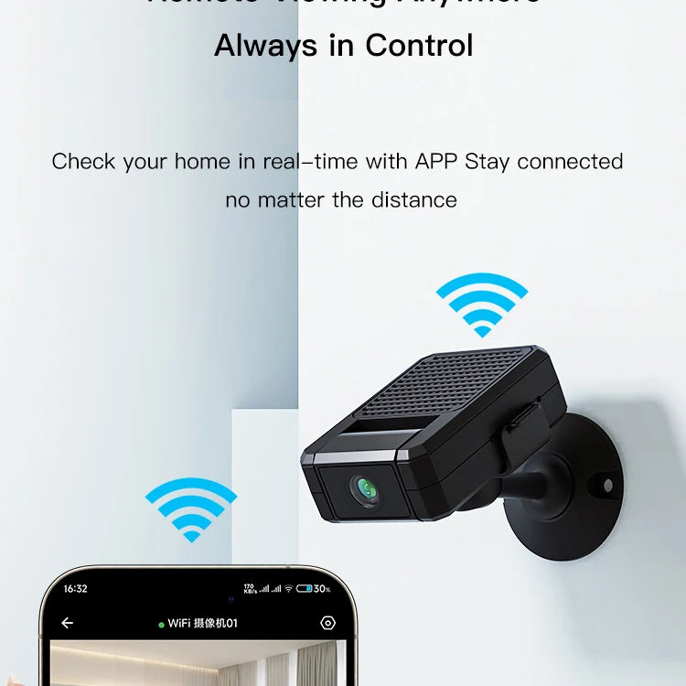 Mini caméra sans fil HD 1080p avec détection de mouvement et vision nocturne - Caméra de sécurité IP CCTV pour la maison