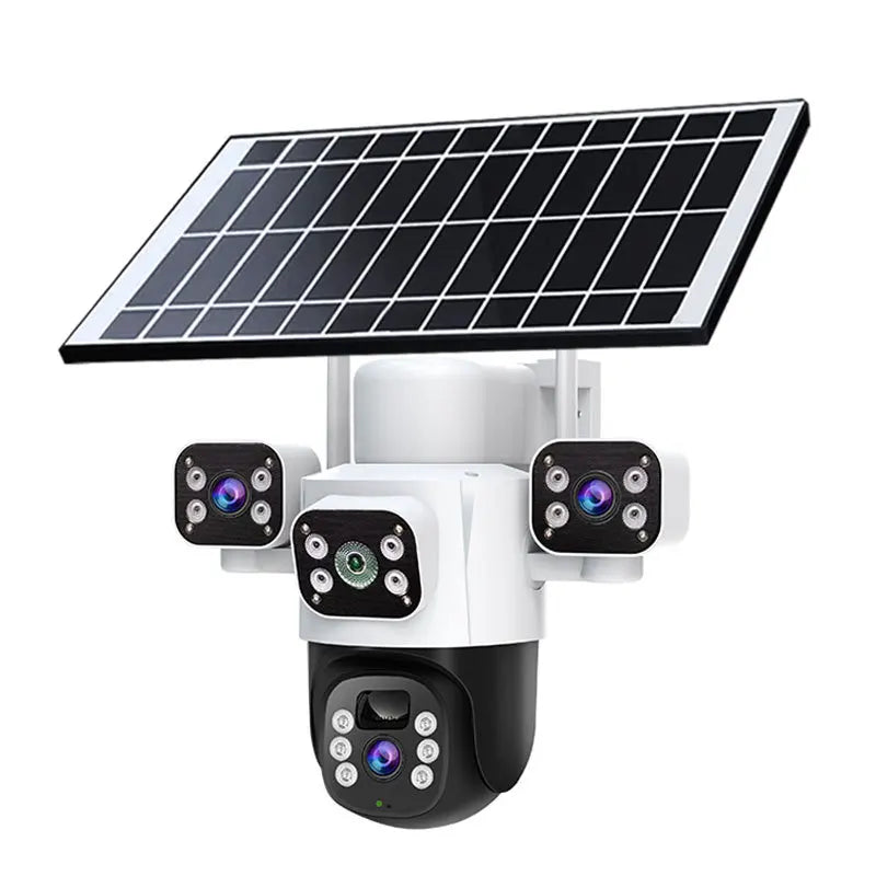 Caméra de Surveillance Eseecloud 6 MP | PTZ, Triple Objectif, 4G Sans Fil, Vision Nocturne et Solaire
