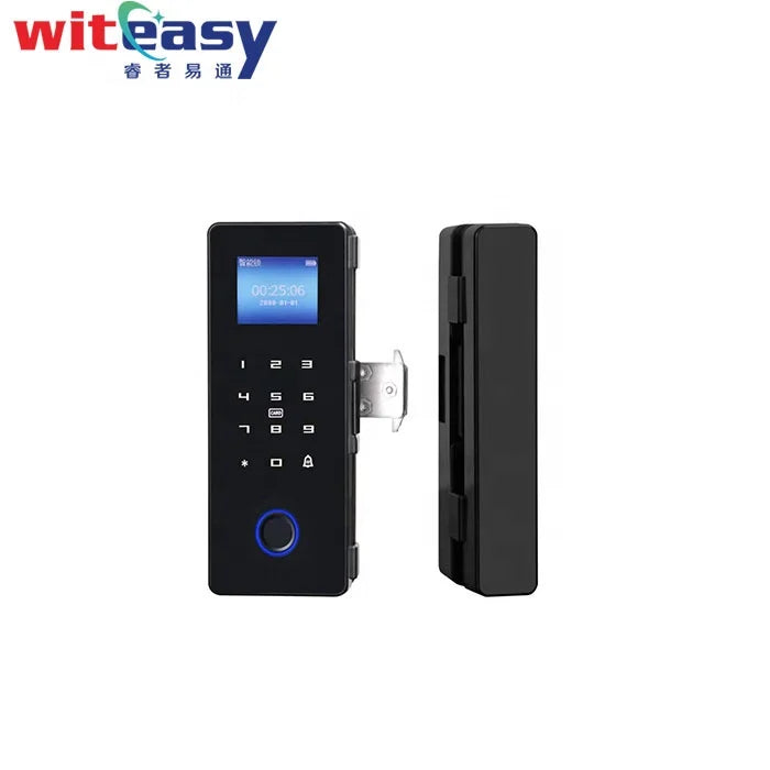 Serrure de porte en verre en promotion 2025 avec contrôle via application, stockage de données dans le cloud et sonnette intégrée