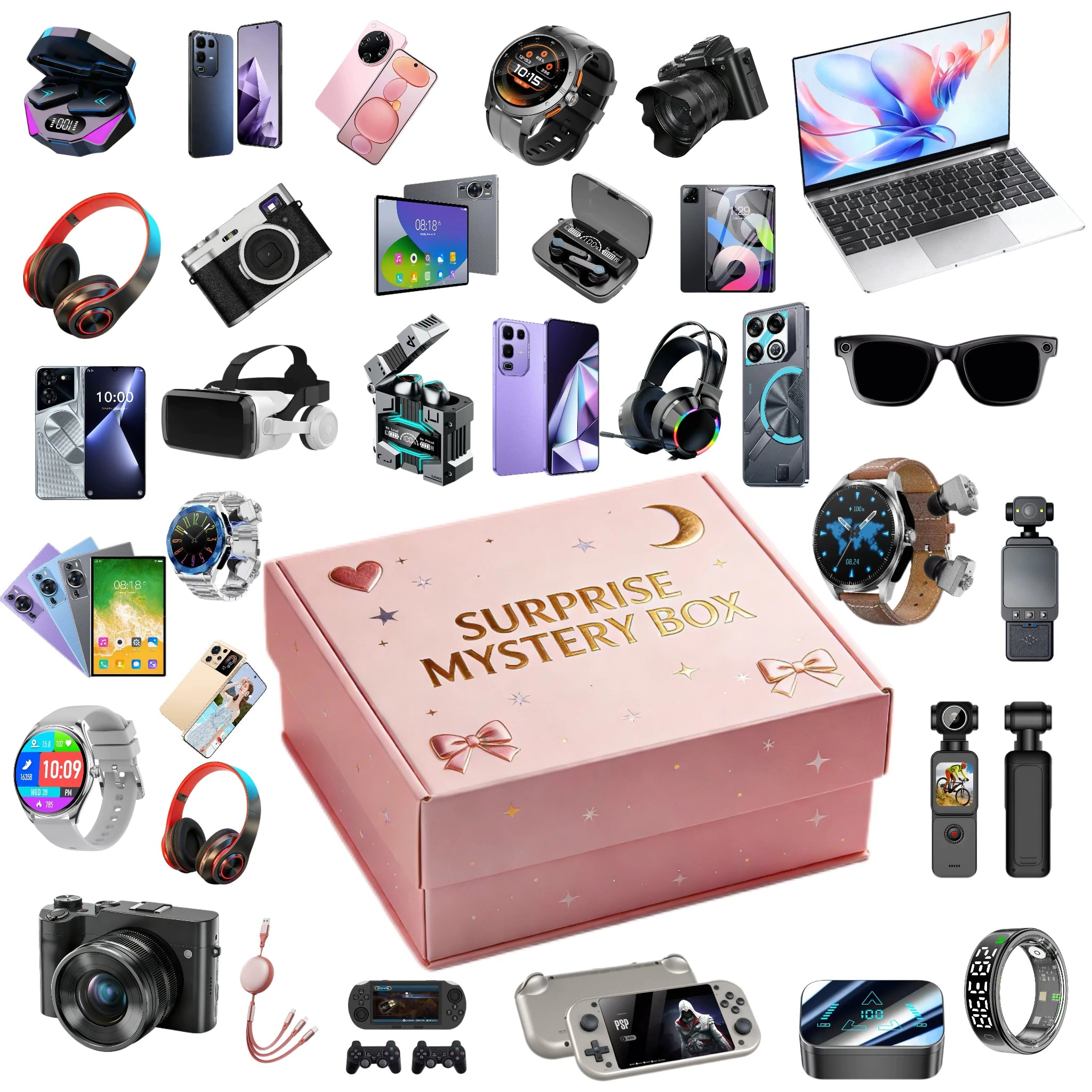 Box Mystère Électronique 3C Lucky – Écouteurs, Smartphone, Tablette, Laptop Surprise