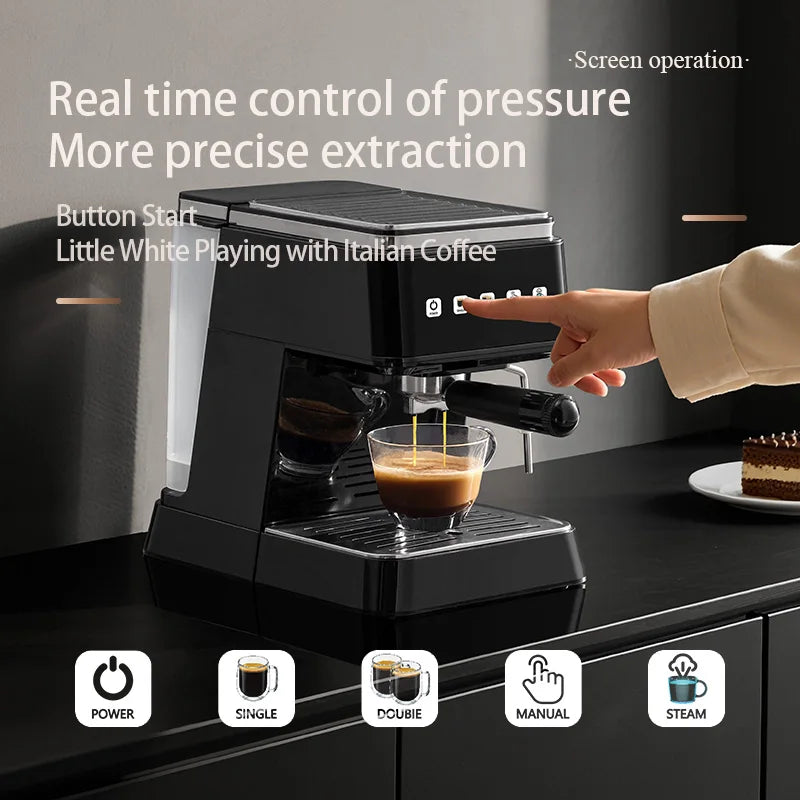 Cafetière Expresso Professionnelle 20 Bars | Machine 2025 avec Mousseur à Lait pour Usage Domestique
