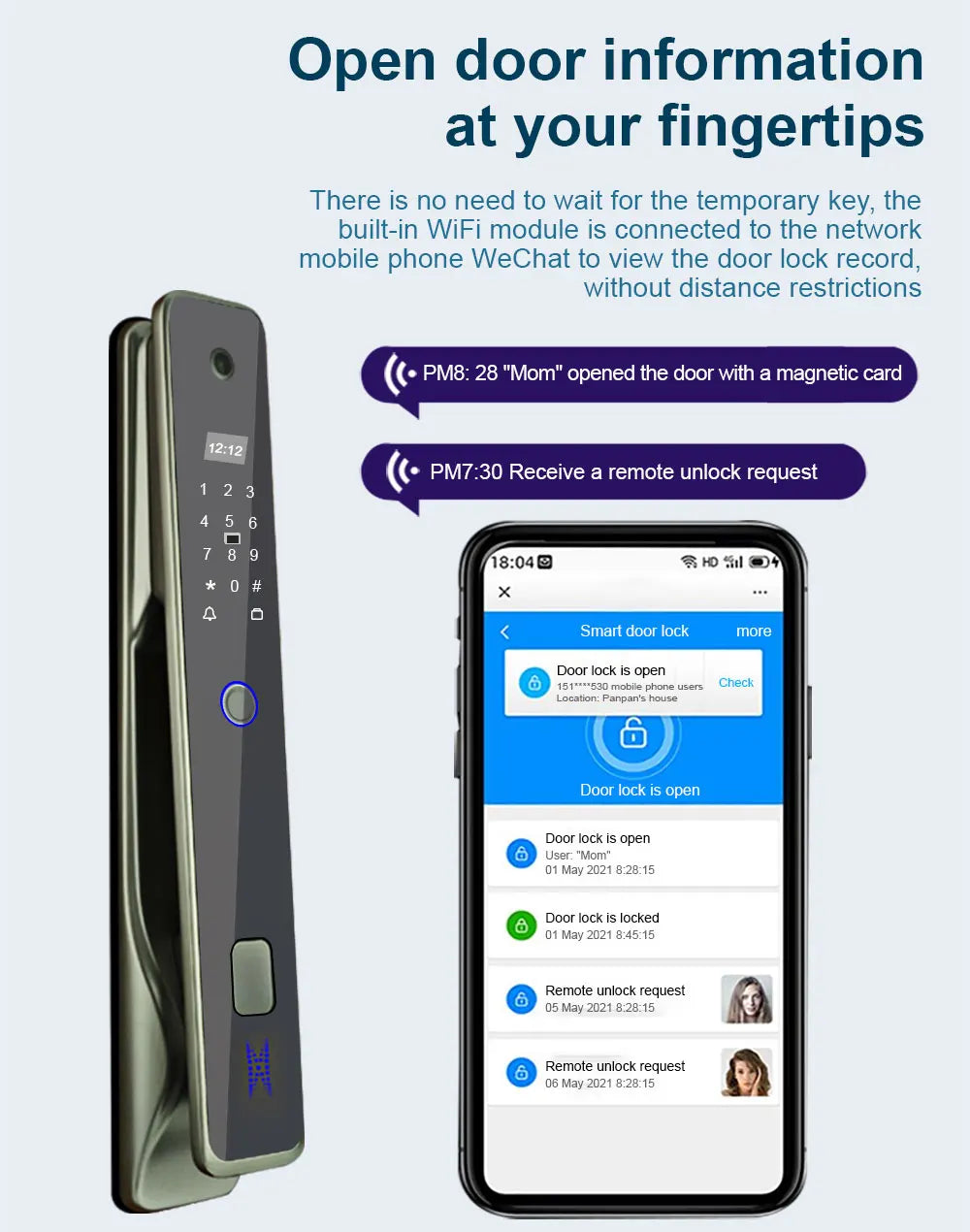 Nouveauté 2026 : Sonnette connectée Tuya Wifi, serrure de porte intelligente avec visiophone et caméra intégrée