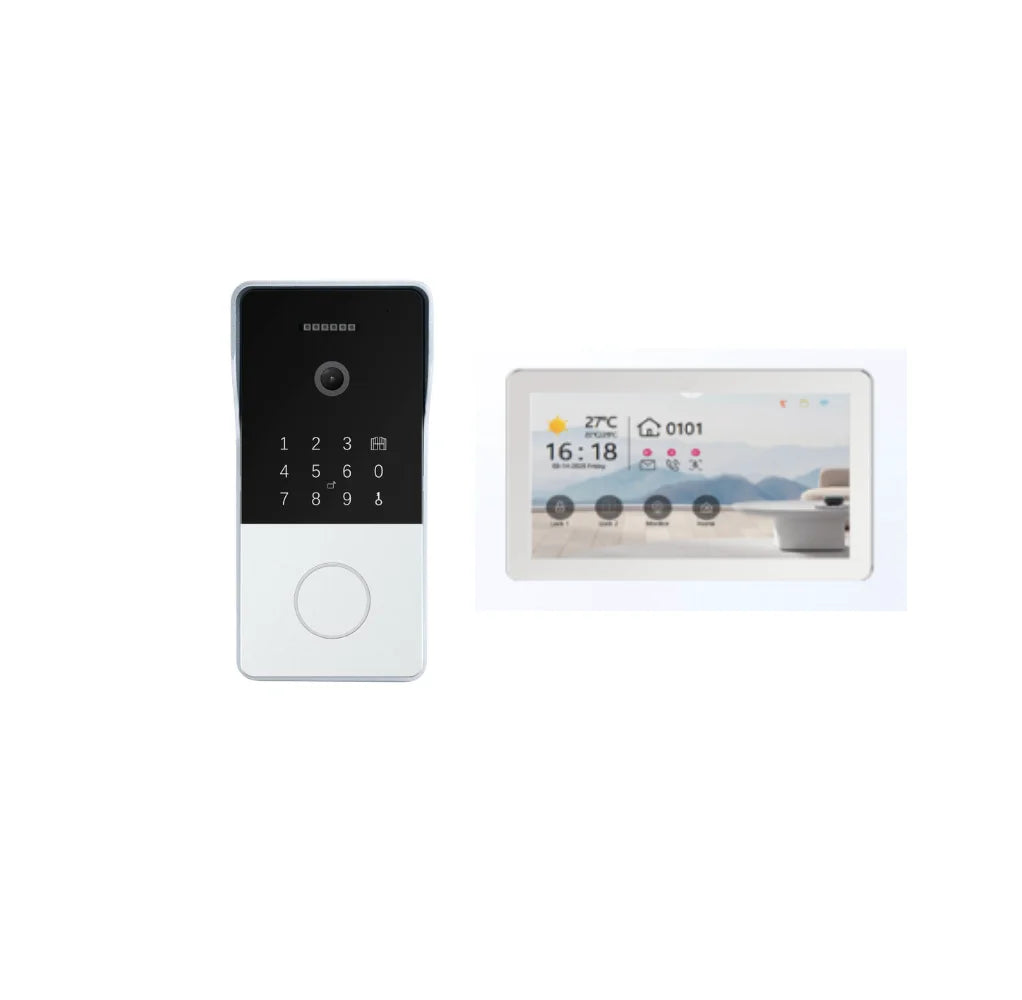 Système d'interphone Hiwink Smart Villa avec sonnette vidéo étanche 2K, moniteur intérieur à écran tactile 7 pouces et compatible Tuya.