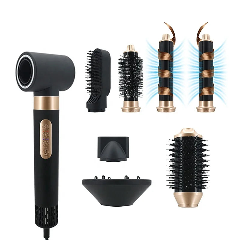 RUCHA 8 en 1 : Appareil de coiffure ionique, sèche-cheveux, lisseur, boucleur, brosse à air chaud, outils de coiffage multi-stylers