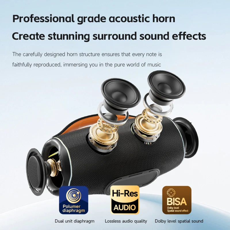 Enceinte Portable BASS-16 – 30 W, IPX5, Bluetooth 5.3, RGB et carte TF | Extérieur