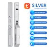 Sonnette vidéo TUYA argentée et blanche, verrouillage mains libres, cadre étroit, compatible avec les téléphones portables, serrure de porte à code en aluminium Tuya, serrure de porte intelligente automatique