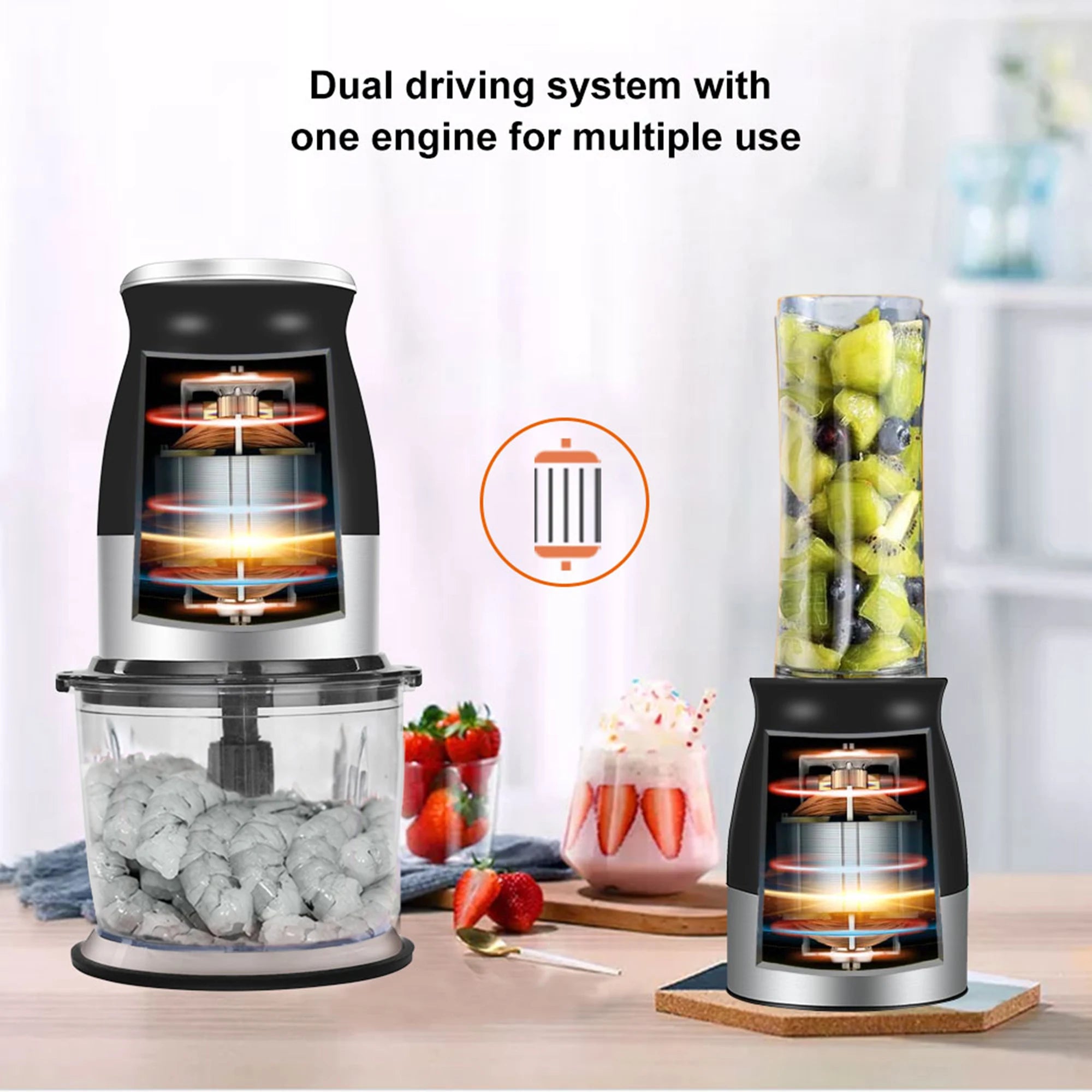 Robot culinaire électrique commercial, hachoir, appareil ménager pour viande et légumes, en plastique.