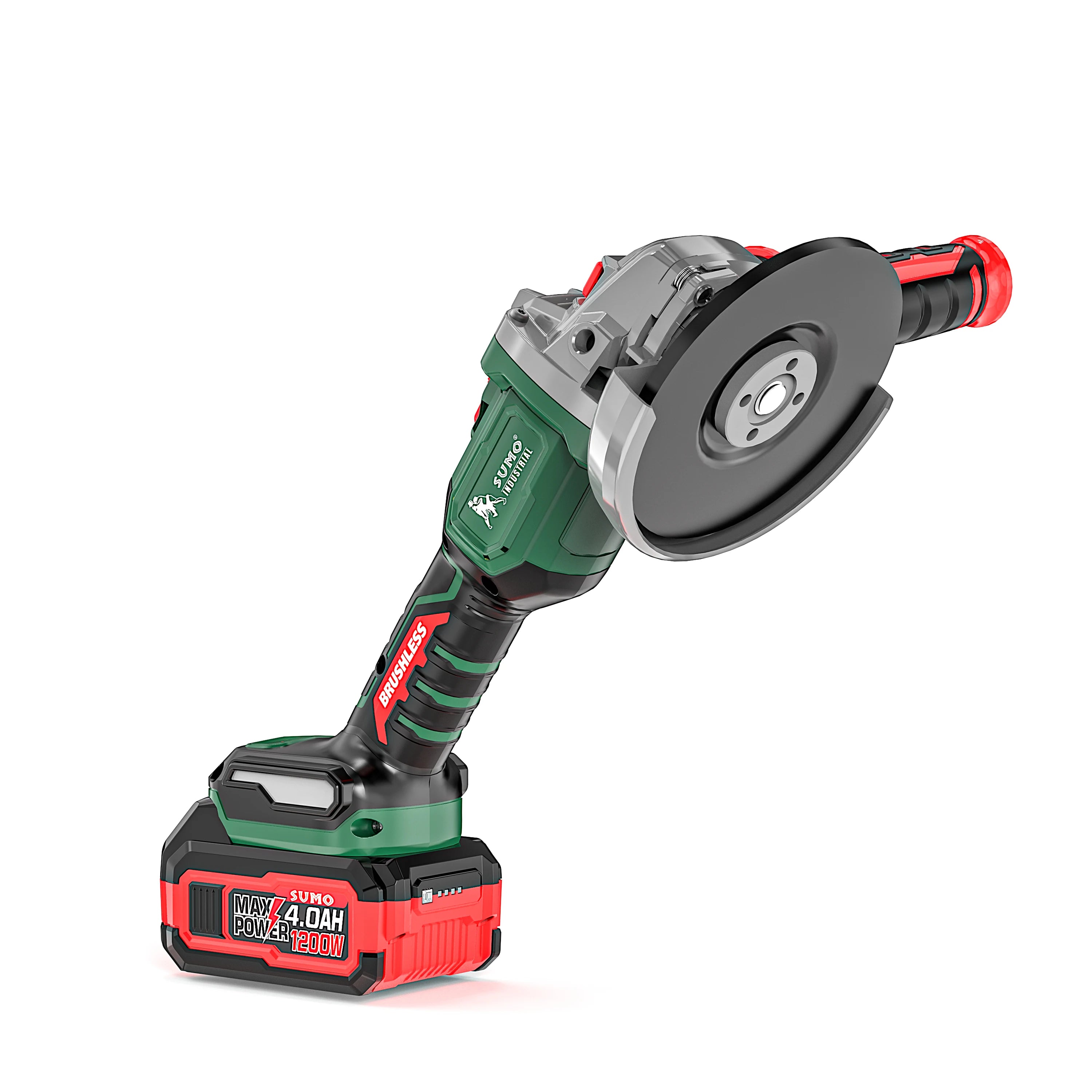 Meuleuse d'angle sans fil SUMO INDUSTRIAL 21 V 1400 W, sans balais, pour travaux intensifs, batterie lithium 4,0 Ah, meulage et découpe des métaux