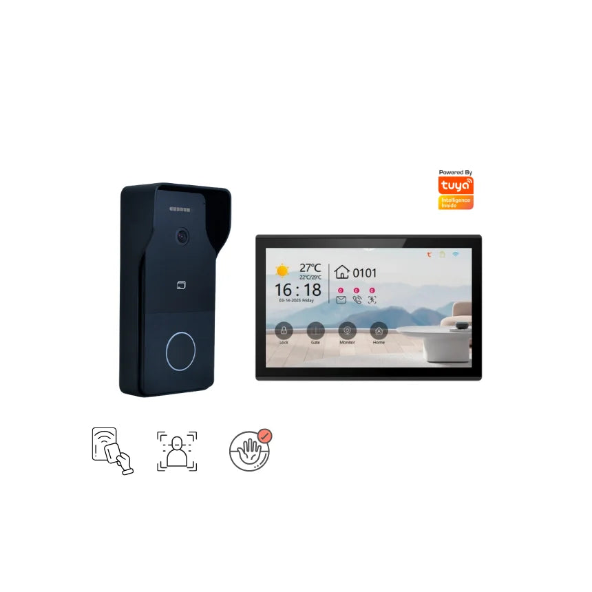 Système d'interphone Hiwink Smart Villa avec sonnette vidéo étanche 2K, moniteur intérieur à écran tactile 7 pouces et compatible Tuya.
