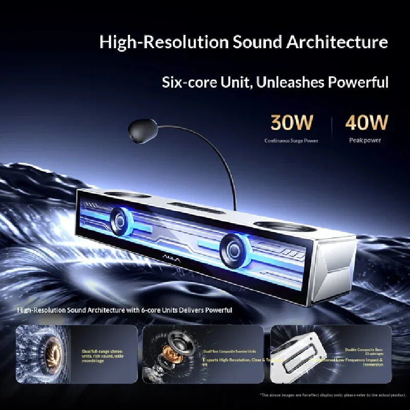 Enceinte PC AULA GS8 – Surround 7.1, LED RGB, Haute Résolution & Rechargeable