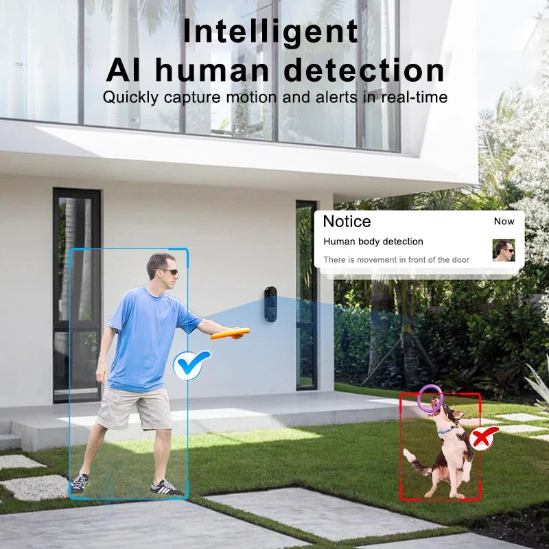 Interphone vidéo intelligent sans fil longue portée 2024, compatible Android, étanche, avec caméra HD et Wi-Fi, pour la maison
