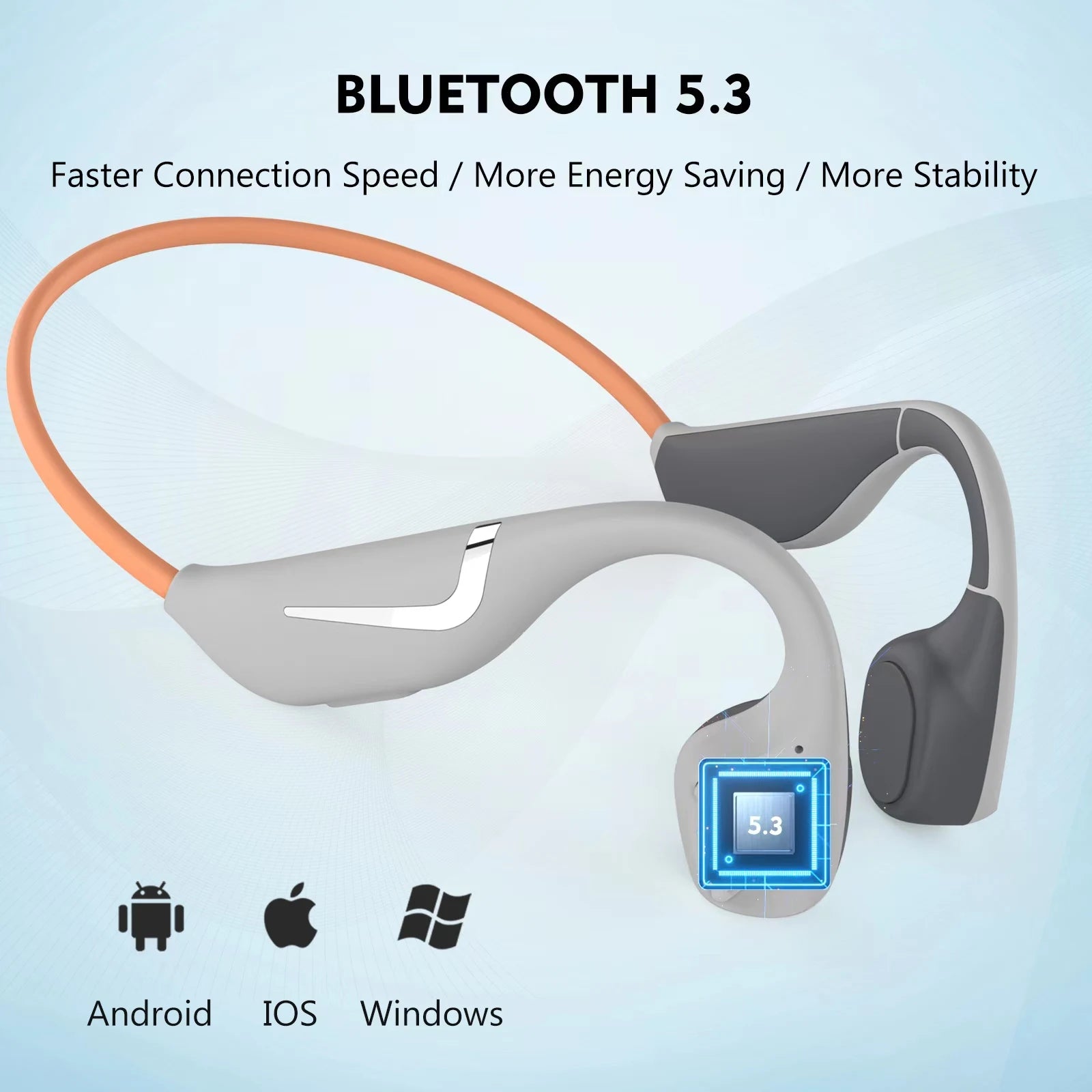 Écouteurs à Conduction Osseuse DV68 – RGB, Bluetooth 5.3 & IPX7 Sport